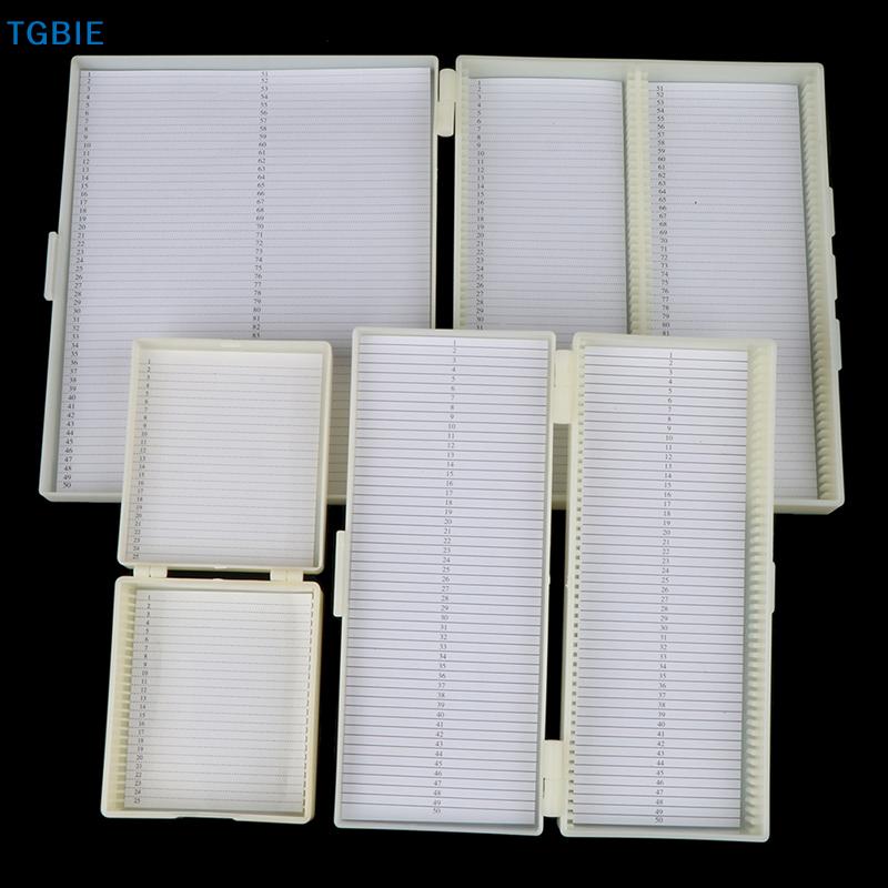 [TL][TL]Plastic Microscope Glass Slide Box 25/50/100pcs Biological Slices Storage Case Holder for Prepared Microscope Slides