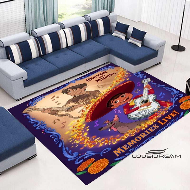 3D Printed Cute Cartoon Coco Floor Mat, Comfortable Flannel, Soft and Thickened, Non-Slip Mat, Suitable for Living Room, Bedroo