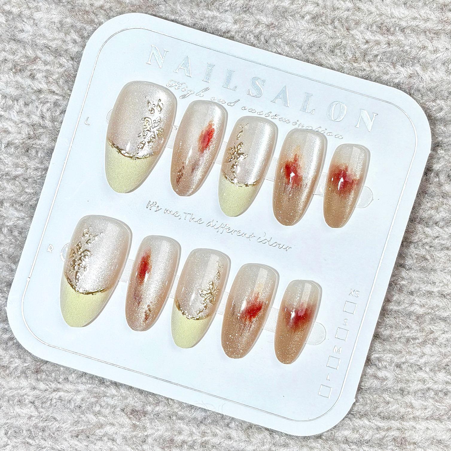 

2025 Люксовый Осенний Позолоченный Нейл-арт: Элегантные накладные ногти премиум-класса