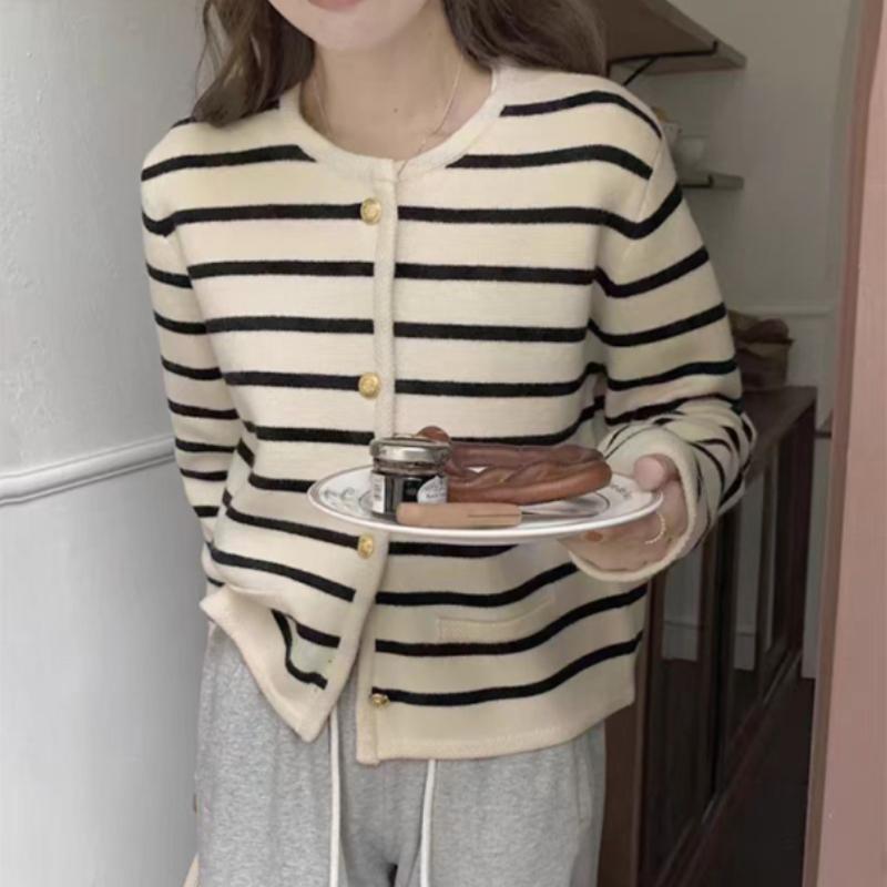 

Ретро полосатые свободные короткие вязаные кардиганы куртки женские модные кардиганы с длинным рукавом свитера женские осенние и зимние тонкие трикотажные пальто топы 26033 One Size абрикосовый