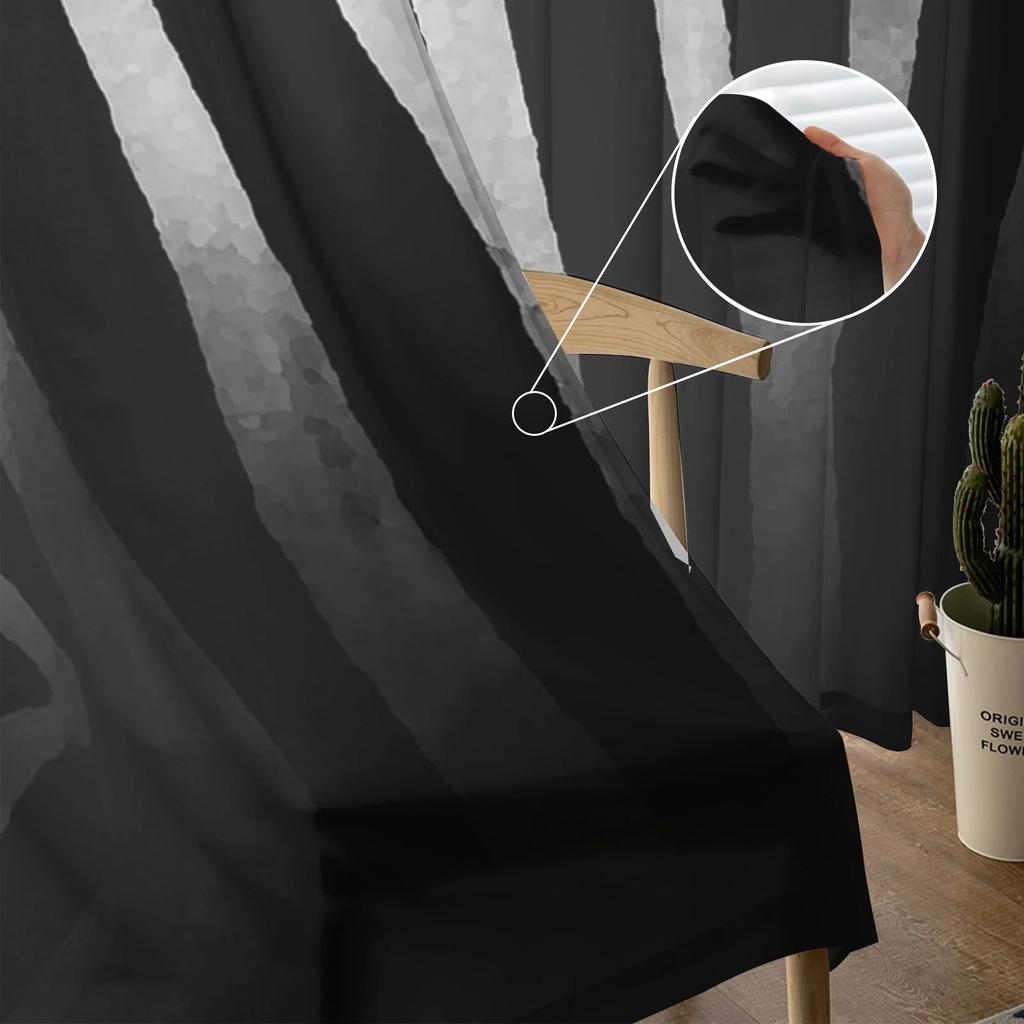 Zebra Svartvita Ränder Närbild Chiffong Skira Gardiner för Vardagsrum Sovrum Dekor Fönster Voile Tyllgardin Draperier