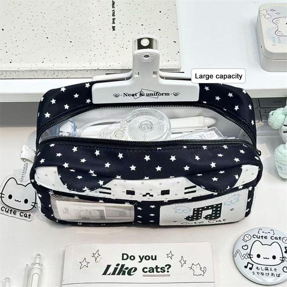 Large Capacity Pencil Case Cat Ear Design Pencil Pouch Durable Stationery Organizer  Gift