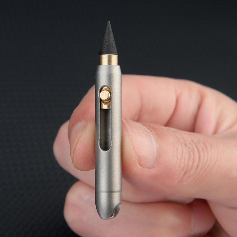 Mini Matita Eterna Portatile in Lega di Titanio Non Ha Bisogno di Temperare Matita Cancellabile Ciondolo Chiave Penna Tascabile Penna Senza Inchiostro Con 2 Pennini