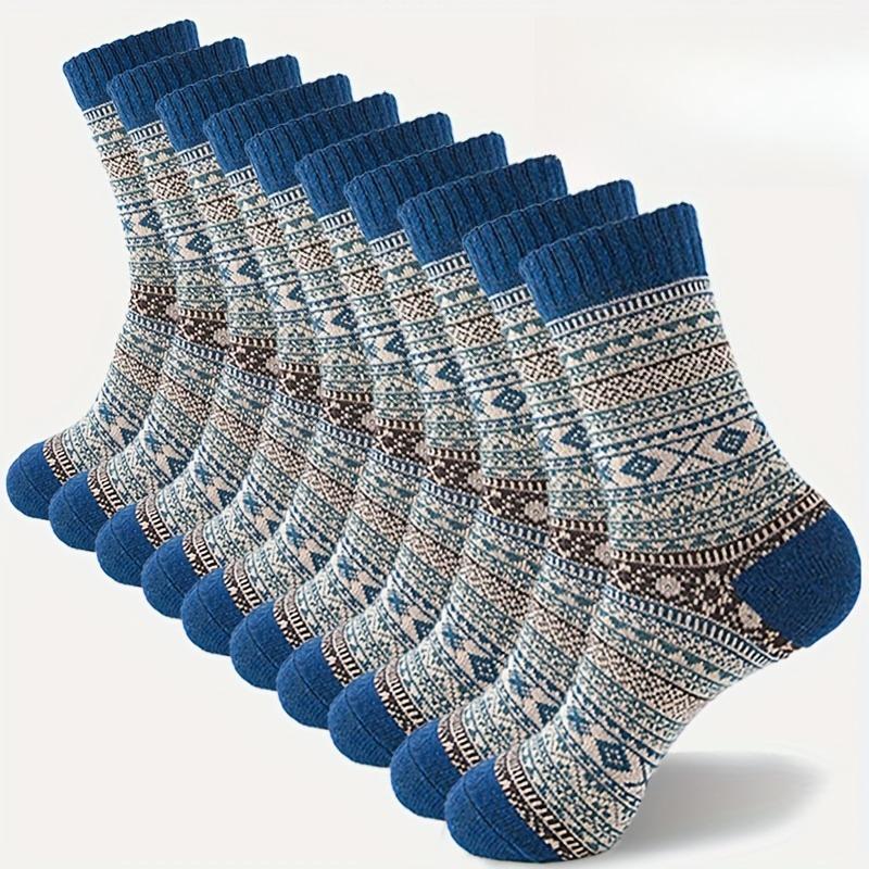 

1/3/5 пар Винтажные Зимние Толстые Теплые Носки Удобные для Улицы Спорт Лыжи Пеший Туризм Женские и Мужские Зимние Носки 1pair синий