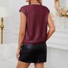 Short Sleeve Sequin Tops For Women V-Neck Sparkly Tank Tops Dressy Glitter Top Blouses