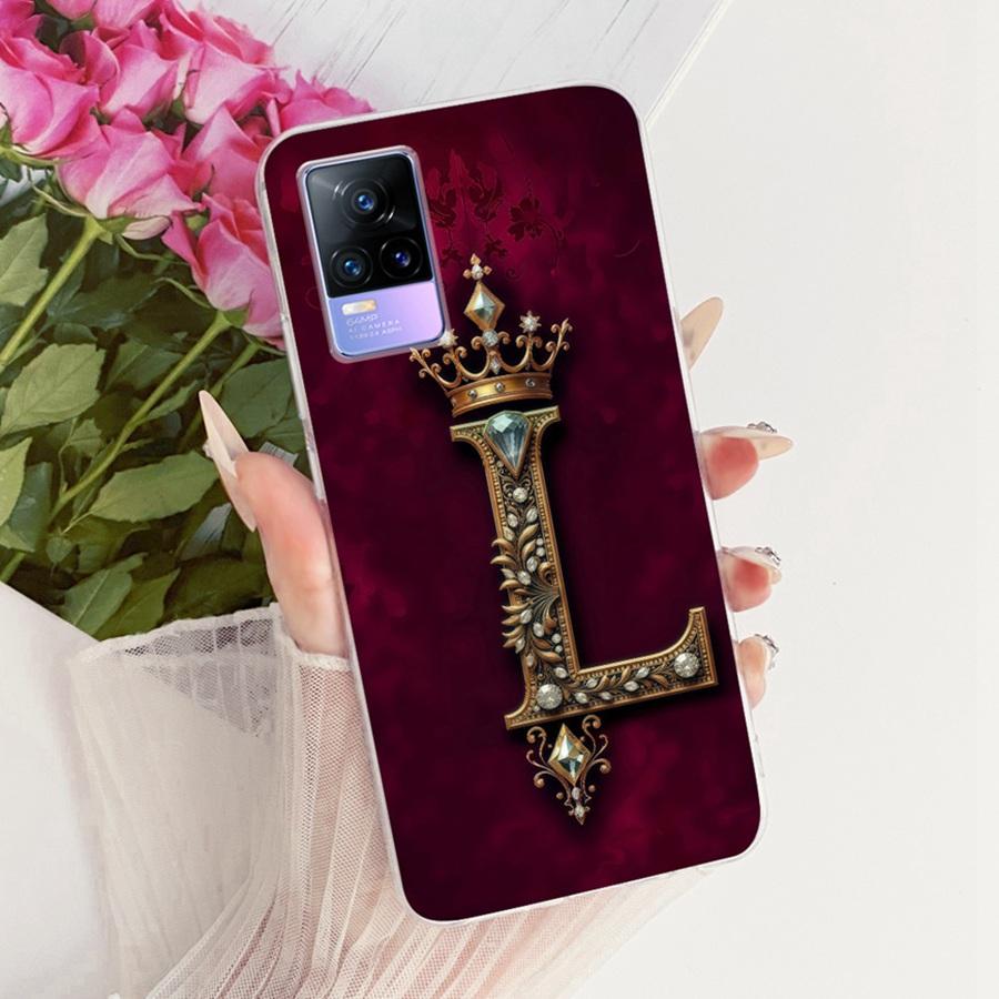 For Vivo V21e V2061 Y73 2021 Case Initial Letter Silicone Protective Soft Back Cover Case For VivoV21e 5G Case V2055 Phone Funda