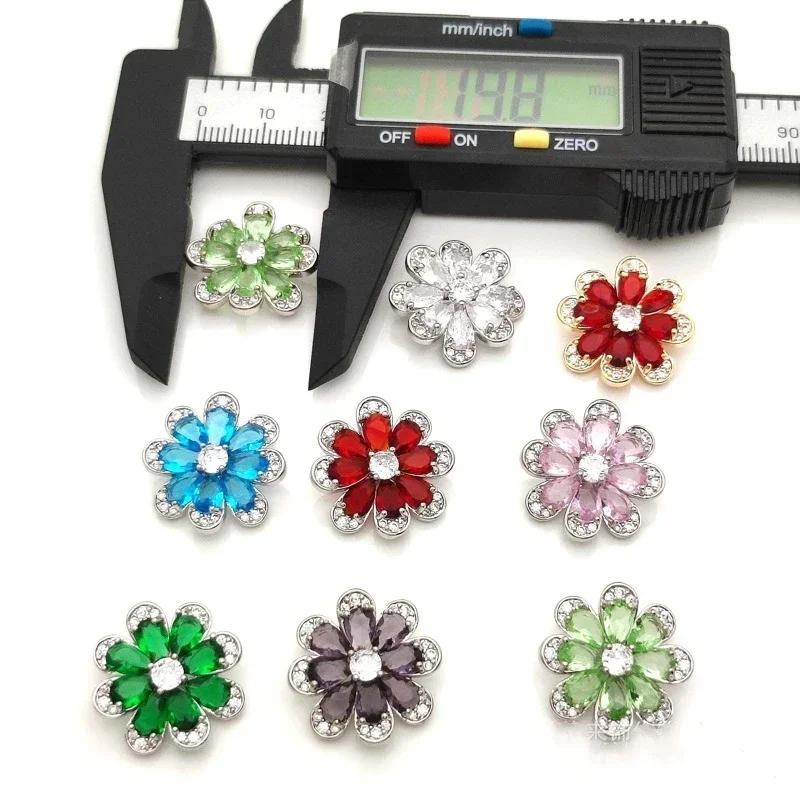 5pcs Colorful Zircon Flower Design Luxury Shank Buttons Of Clothing Elegant High Quality Shinning Rhinestone Sewing Button