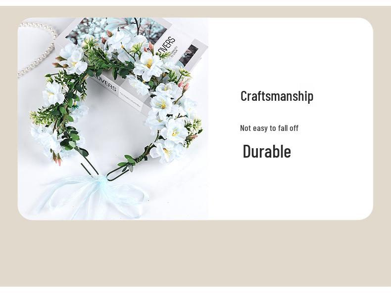 Corona de Flores Estilo Mori Diadema Nupcial - Perfecta para Viajes, Fotos, Actuaciones y Accesorios para el Cabello