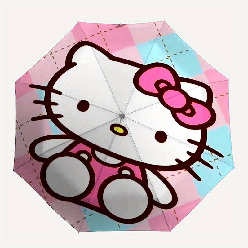 Hello Kitty,Plaid Automatic Umbrella-Foldable, Durable 8-Bone Design, Compact and Stylish, Great for Camping, Halloween, Christmas, Mother's