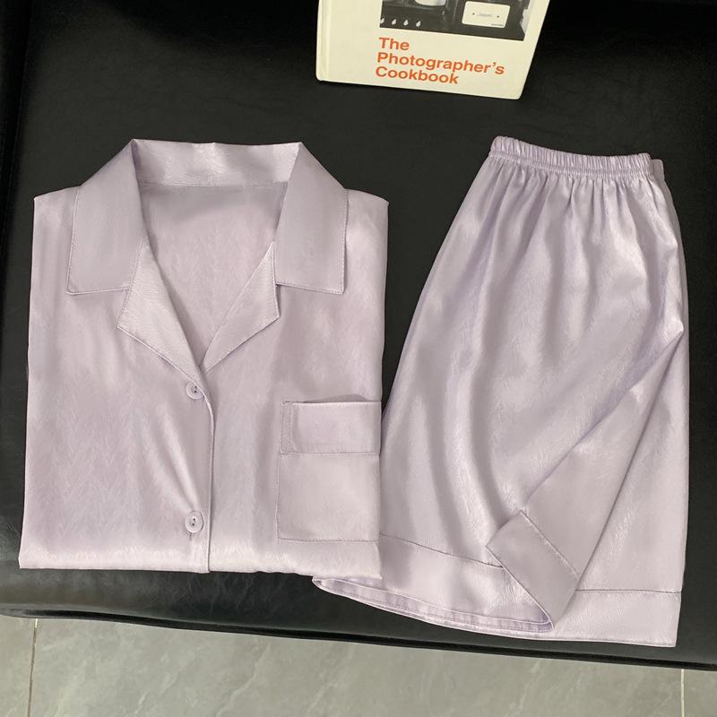 Fashion Solid Color Loungewear Casual Women'S Pajamas Can Be Worn Outside In Summer, Short-Sleeved Shorts Set