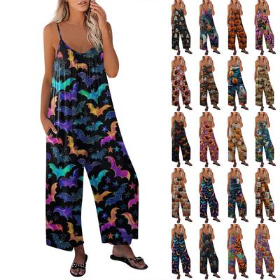 Mono estampado para mujer Mono informal suelto con tirantes ajustables