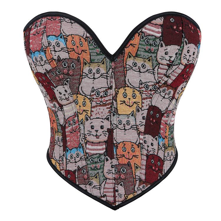 

JYL TS Cat Colorful Pattern Women s Sexy Bra Shaping Top XXL бурштин