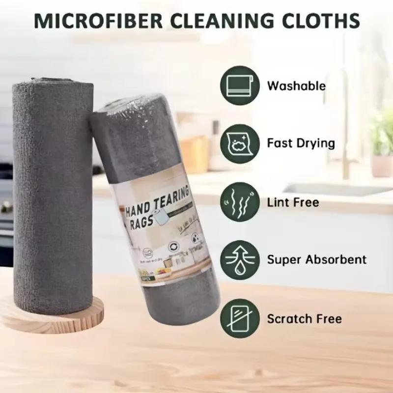 1 Roll/20pcs Reusable Microfiber Cleaning Wipes - High Absorbency, Durable & Machine Washable Kitchen Towels for Dishes