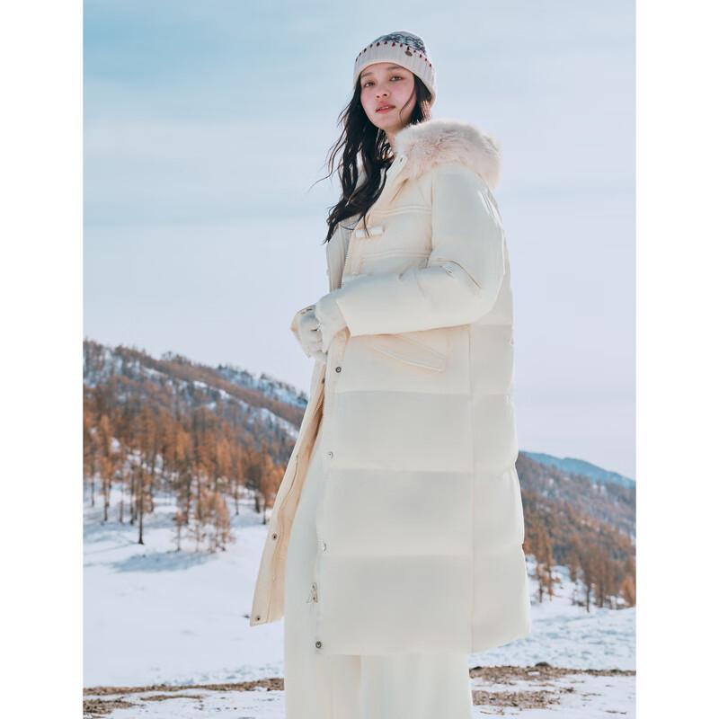 

Qiusbuiyiren Women s Hooded Fur Collar Long Down Jacket S