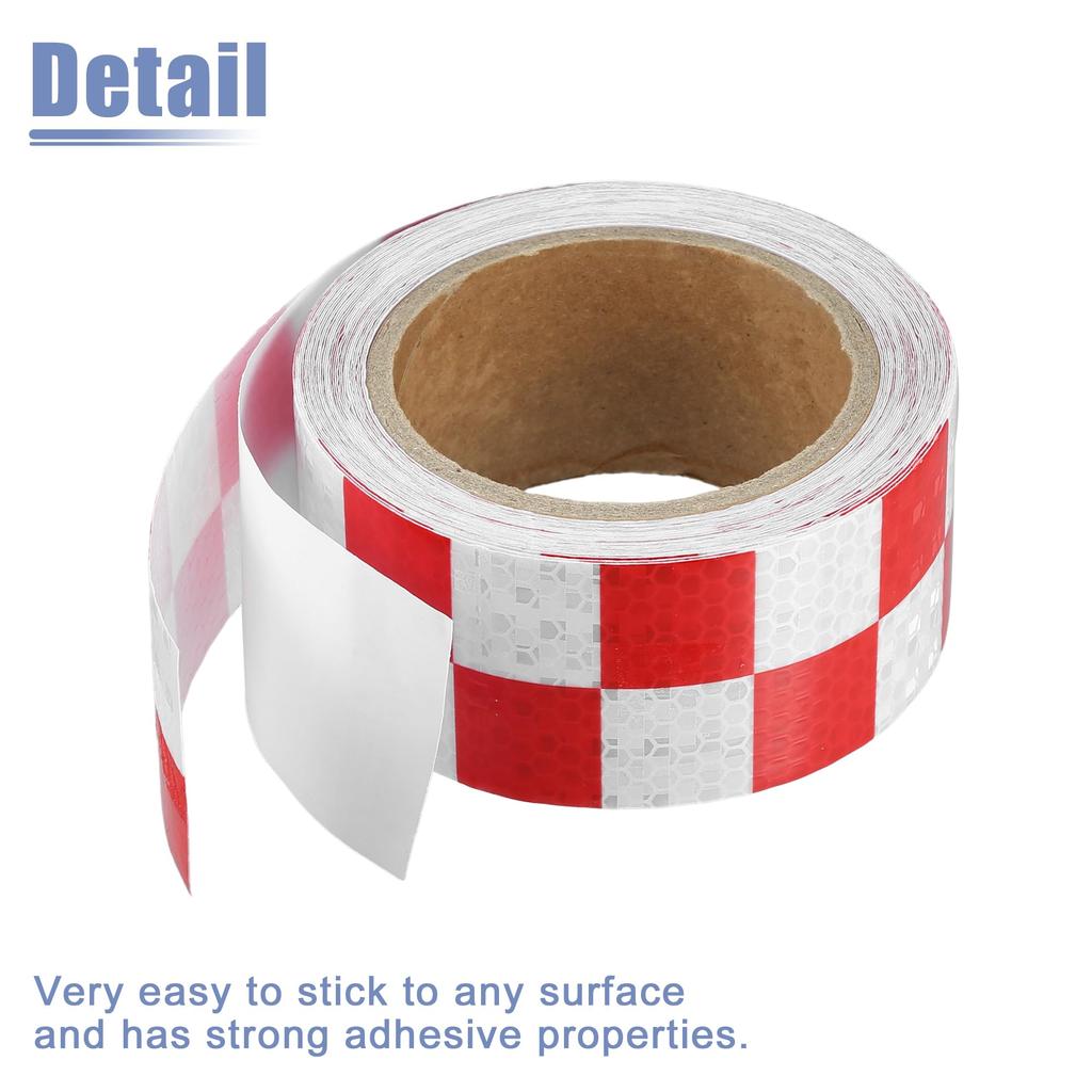 ACROPIX Universal 5cmx10m Red White Plaid Car Reflective Sticker Reflective Tape Safety Warning Reflective Protector - 1 Pack