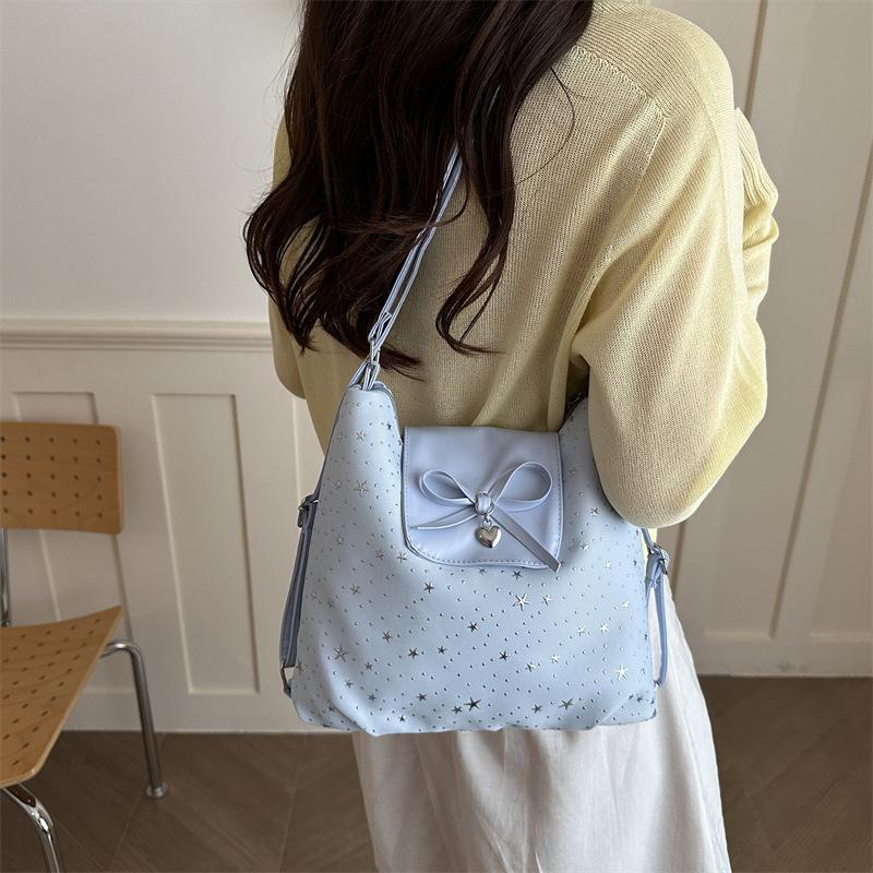 Korean Aesthetic Polka Dot Tote Bag Casual Waterproof Fabric Handbag for Ladies Daily Shopping