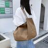 Simple Canvas Handbag For Women Large Capacity Tote Bag Travel Solid Color  Reusable Shoulder Bag