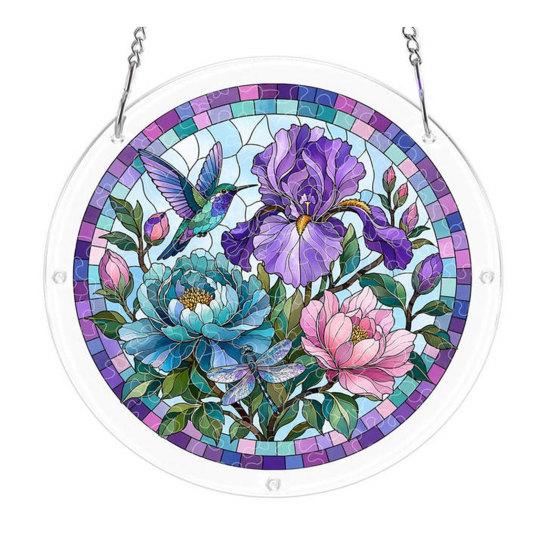 Acrylic Puzzle Suncatcher Decoration, Stained Glass Door Window Hanging Ornament, DIY Puzzle Crafts Pendant for Adults, Puzzle Enthusiasts