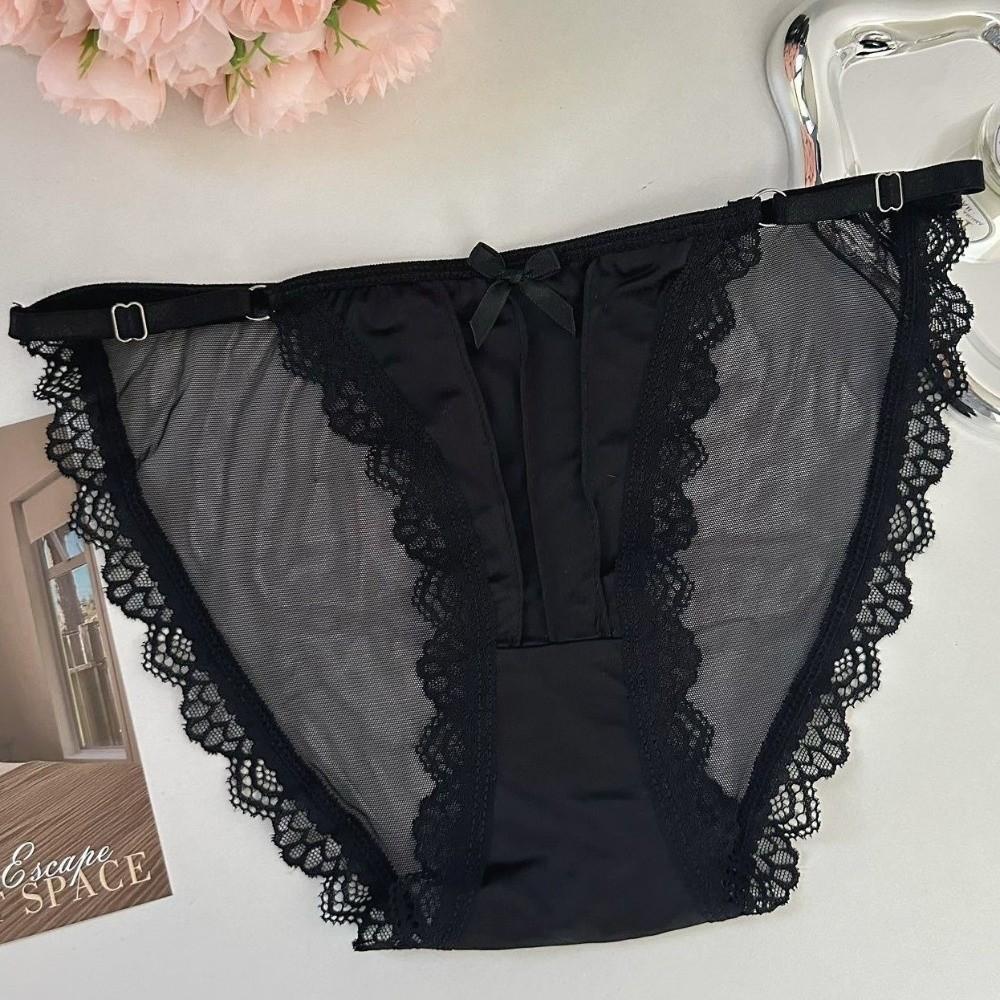 Low Waist Underwear for Women Bow Mesh Briefs Sweet Lace Thin Underwear Female