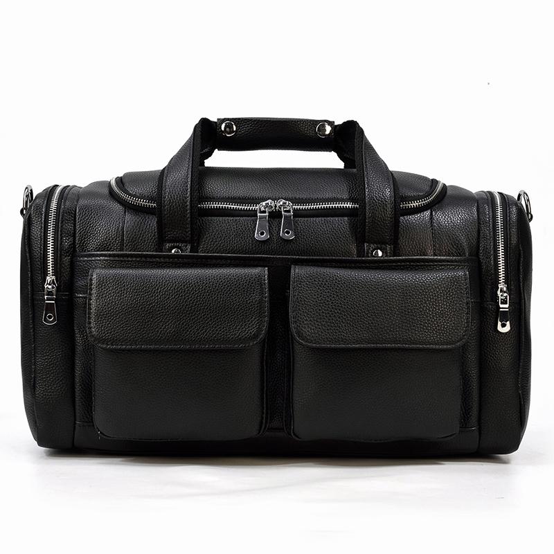 Soft Cowhide Leather Handbag Travel Duffle Overnight Tote Large Capacity Luggage Bag For Men Women Travel Shoulder Bag