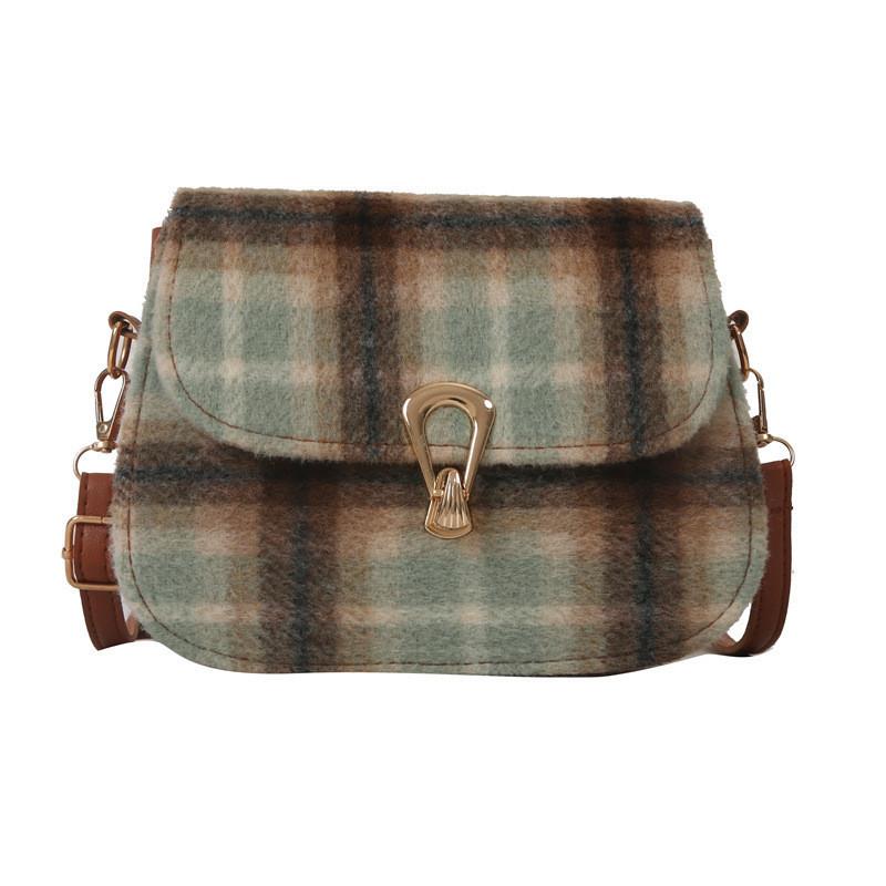 Stylish Plaid Retro Mini Crossbody Shoulder Bag Soft Pu Leather For Urban Fashion