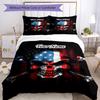 3PC Custom Name American Skull Flag Bedding Set Duvet Cover Closure Includes 1 Duvet Cover & 2 Pillowcases for Bedroom