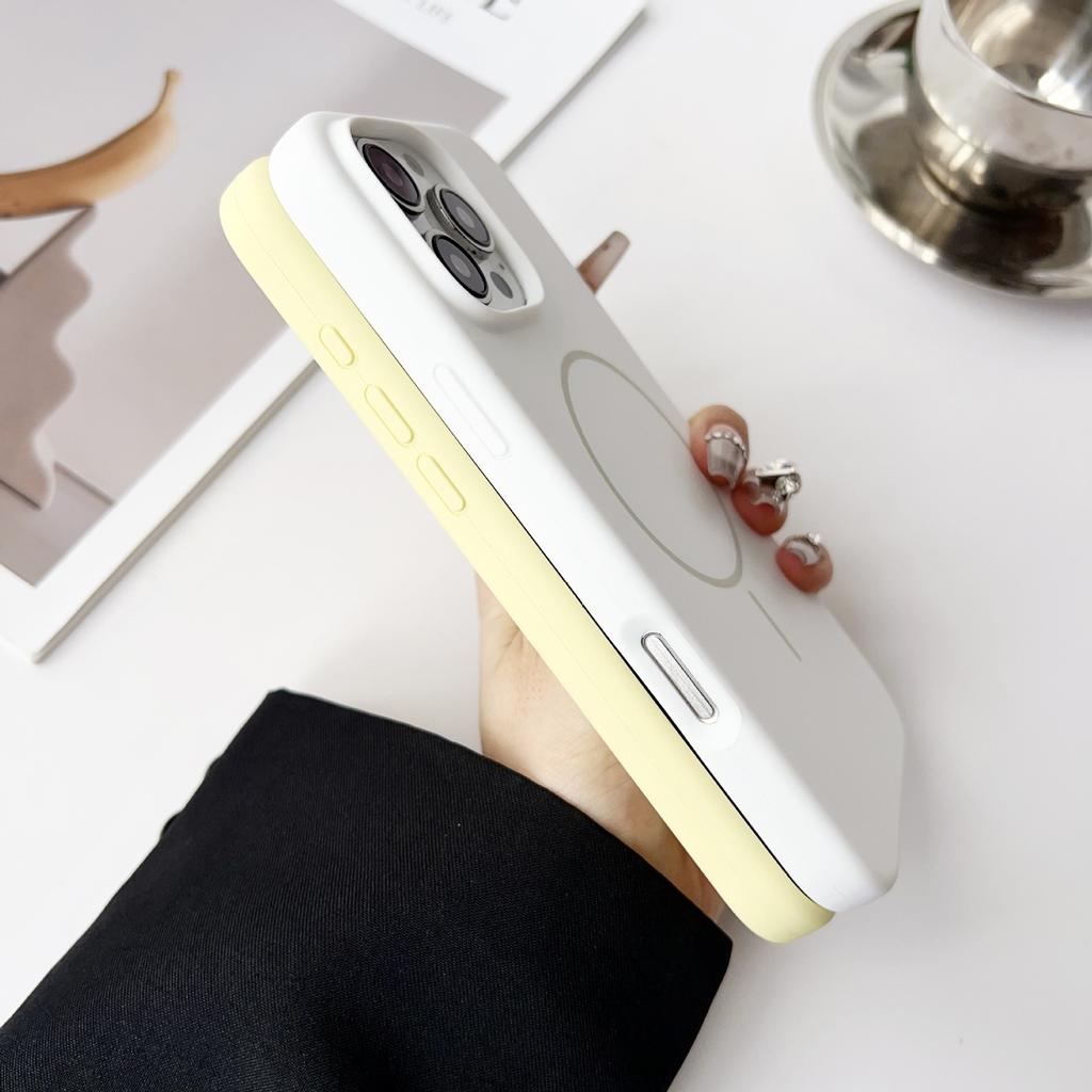 Thin Ring Magnetic Liquid Silicone Suitable for IPhone17promax Mobile Phone Case New Apple 16 Anti Fall 14 Soft Case
