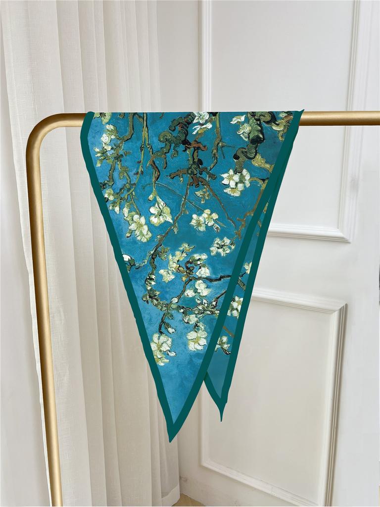 2023 Van Gogh Oil Painting Diamond Scarf Woman Fashion Silk Scarf Luxury Bandana Headband Hijab Foulard Neckerchief Shawl