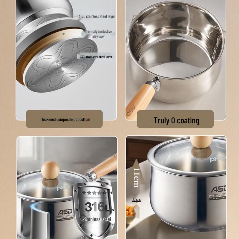 ASD 316L Stainless Steel Baby Milk Pot
