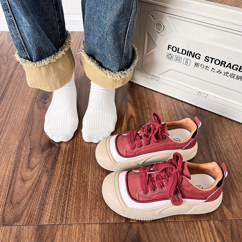 British Style Platform Single Shoes Women's Outer 2025 Spring Explosion Fashion Versatile Flat Lace-up Women's Shoes Sports and Leisure Shoes