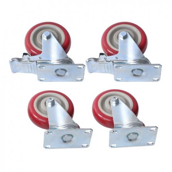 

4 Inch Universal Caster Wheels Set of 4 (2 with brakes and 2 without brakes)