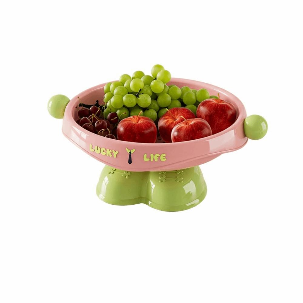 Dopamine Fruit Plate Multifunctional High Footed Candy Snacks Plater Bottom Drainage Handle High Footed Tray Desktop Ornament