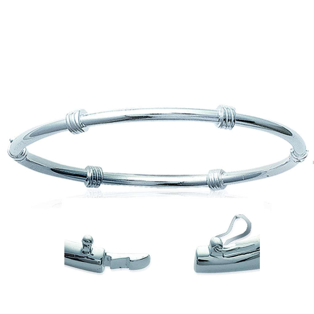 Les Trésors De Lily [M7302] - Bracelet argent 'Thai' argenté (rhodié) - 60 mm 5 mm