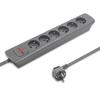 Qoltec 6-Socket Power Strip | 1.8m | Gray