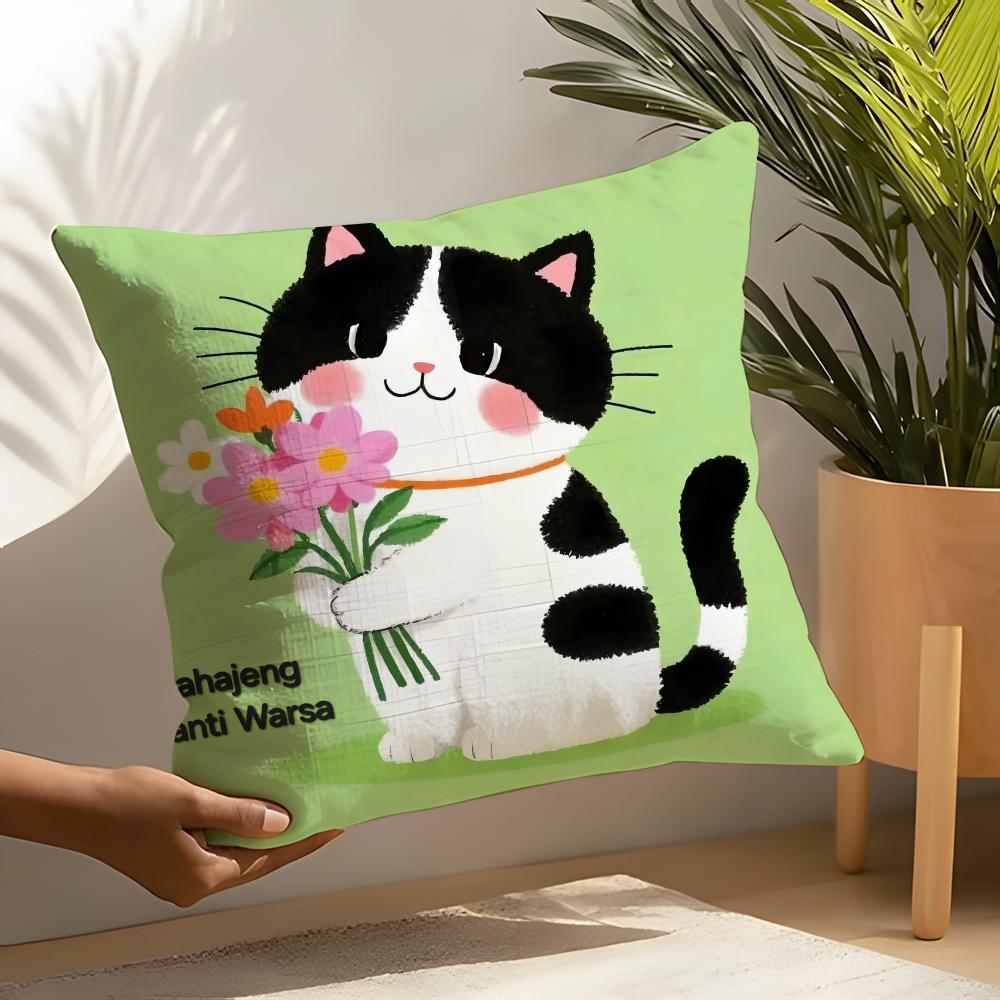 Pillow Case Linen Cushion Covers For Decorative Sofa Home Pillows Case Car Chair Pillows Cases Love Cats Home Decor Pictures