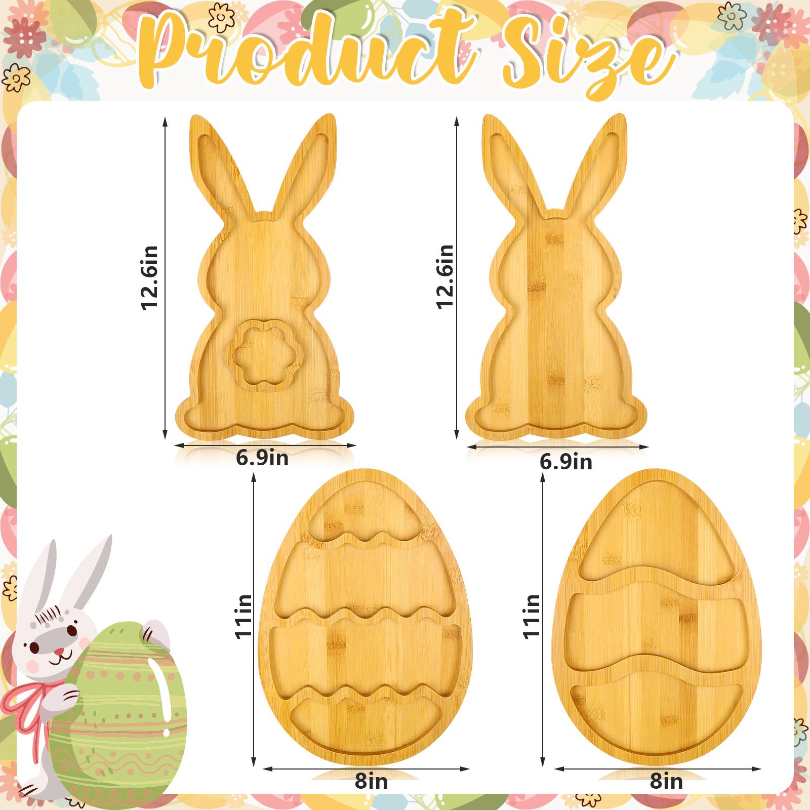

Haiabei 4Pcs Easter Wooden Serving Tray Bunny Charcuterie Boards Egg Wooden Serving Platter Rustic Decorative Rabbit Salad Plate чёрный