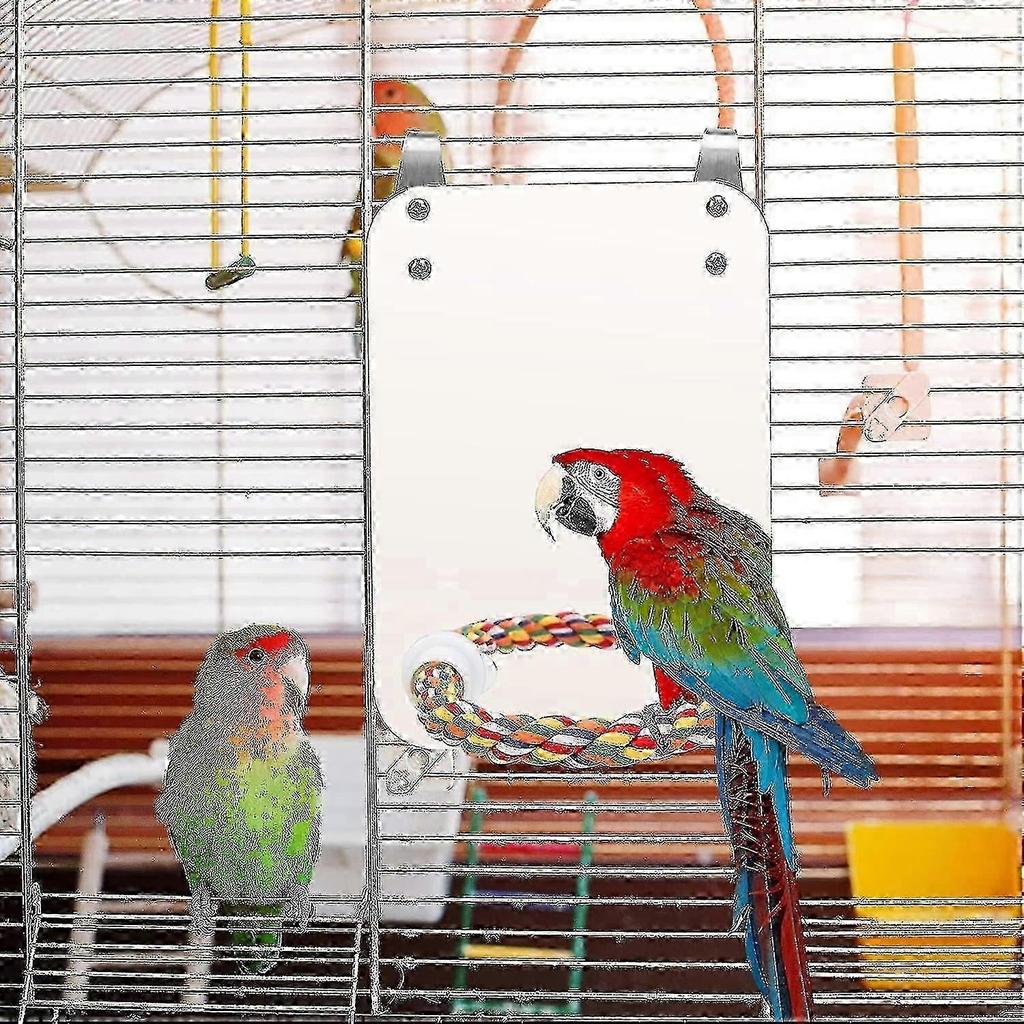 2025 Latest Model Bird Stand Rope Perch With Mirror Parrot Toy, Bird Mirror For