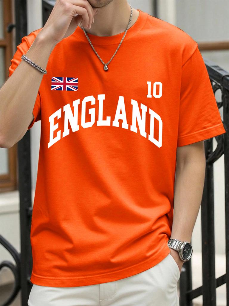England Letter Uk Print TShirt For Men Cotton Summer T Shirts ONeck AllMatch Clothing Unisex Casual Loose Short Sleeve
