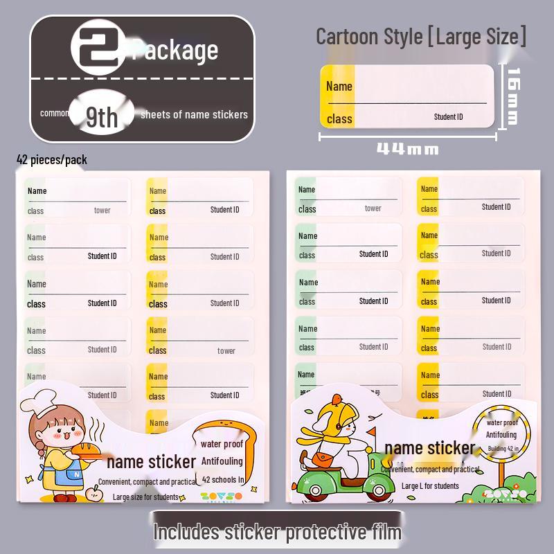 Waterproof Cartoon Name Stickers for Students - Self-Adhesive, Anti-fouling Labels for Handwritten Marking