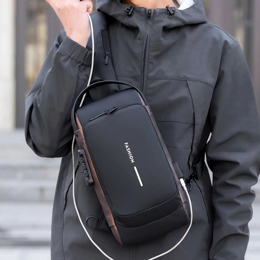 Password Lock Male Multifuctional Shoulder Bag Water Proof Sport Crossbody Bag  Motorcycle Use