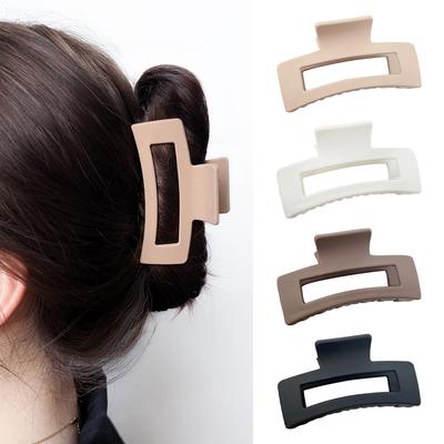 Fashion Large Square hairClaws Matte Frosted Textured Plastic Solid Barrette Hair Clips For Women Headwear Hair Accessories
