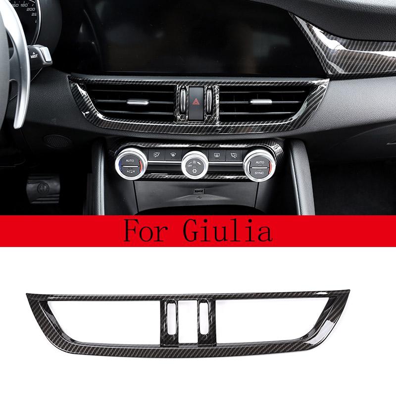 

For Alfa Romeo Giulia Stelvio 2017 2018 2019 2020 ABS Carbon Fiber Car Interior Center Console Air Conditioning Vent Frame Trim