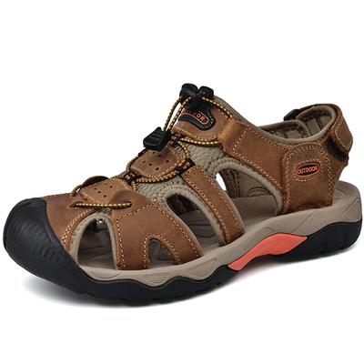 Herren Leder Outdoor Übergröße Sandalen Sommer Casual Herren Urlaubs-Strandschuhe Mode Outdoor Rutschfeste Sandalen