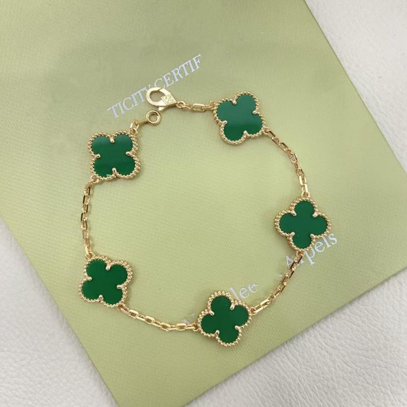 Exquisite Four-leaf Clover Bracelet for Women Five-flower Bracelet Double-sided Natural White Mother-of-pearl and Carnelian Bracelet