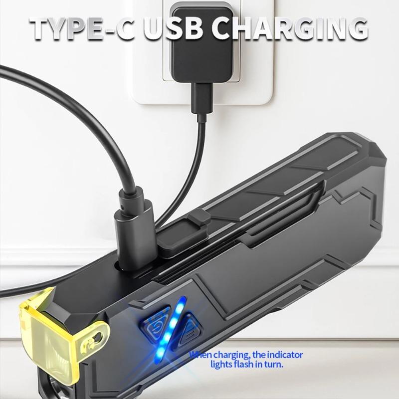 RGB LED Flashlight Rechargeable Flashlight Magnetic Work Light with Side Light Flash Light for Outdoors Emergency Camping