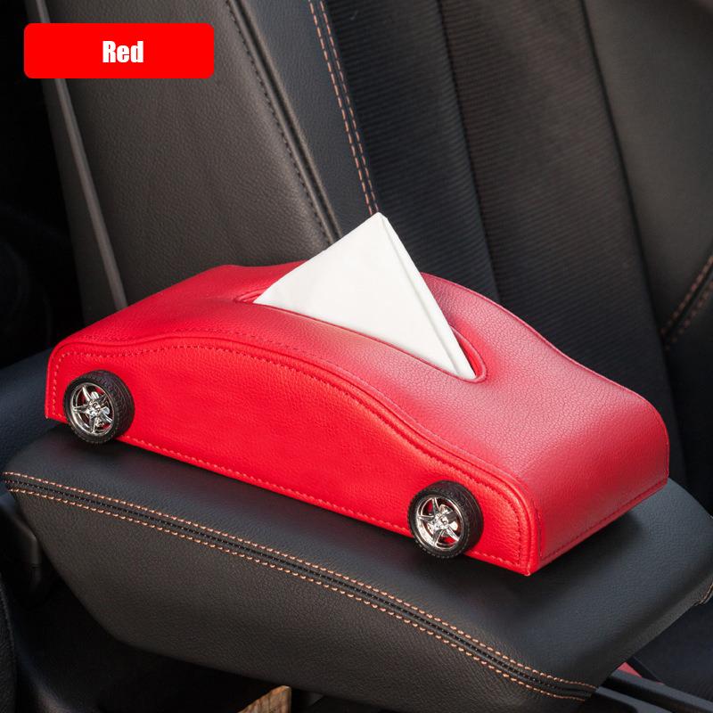 High-end Fashion Pu Leather Car Tissue Box Holder Business Armrest Box Tissue Box Cover Car Tissue Holder with Magnetic Bottom