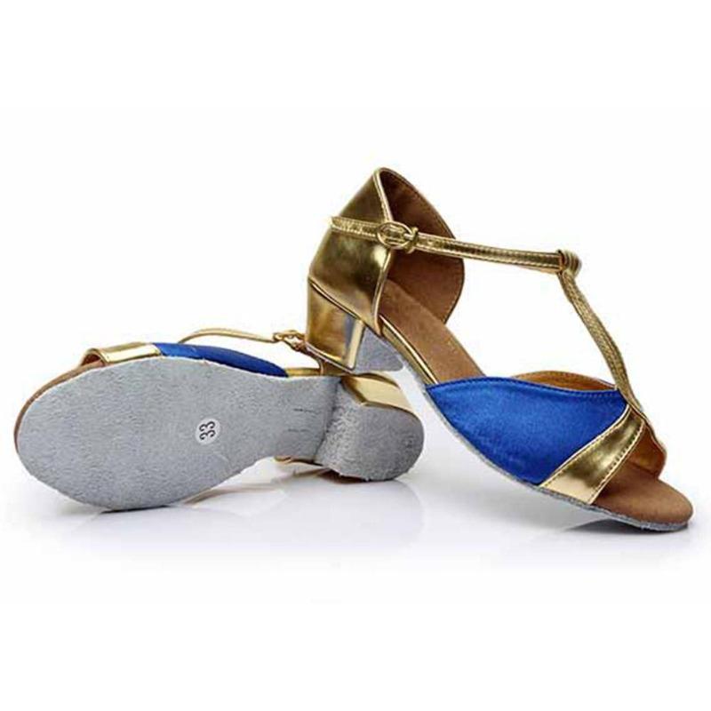 Low Heel 3.5cm Girls Kids Latin Dance Shoes Sequins Salsa Modern Tango Party Ballroom Dancing Shoes