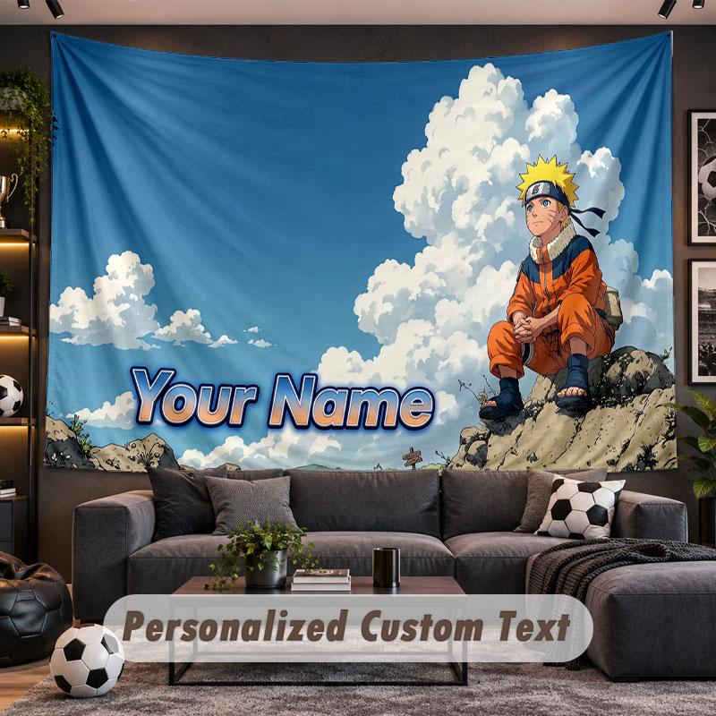 Wall Hanging Tapestry Custom NameNaruto Pattern Personalized Printed Fabric Wall Decor