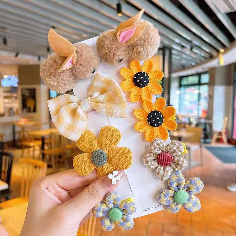 Fur Rabbit Knit Pet Hairpin Accessories Set Autumn Winter Cute Girl Boy Party Dog Grooming Bows Yorkshire Long Hair Animal Goods