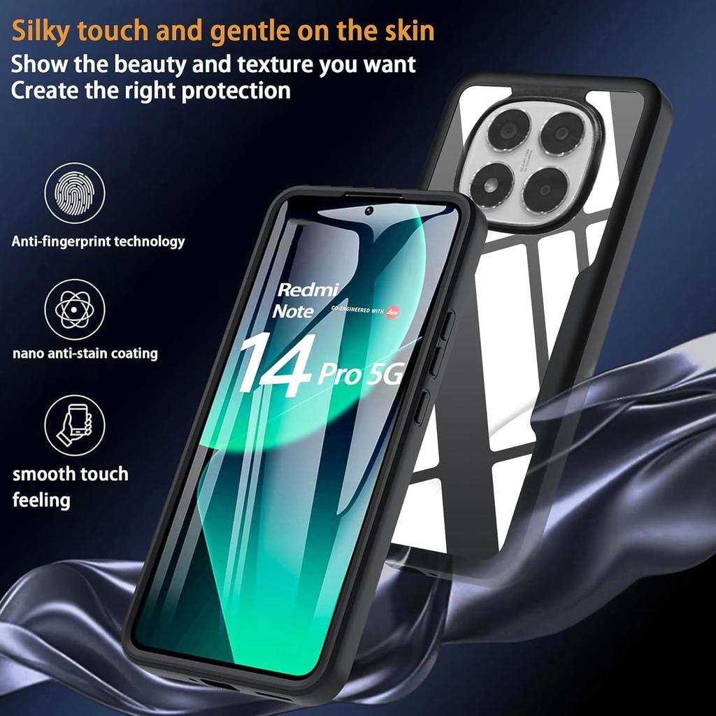 360 Celotělový kryt pro Poco C71 X7 Pro M6 X6 X5 Redmi Note 14S 14 Pro Plus 5G 13 12 10 Redmi A5 14C 13C 12C 10C 9C 9A 9 s ochrannou fólií na displej